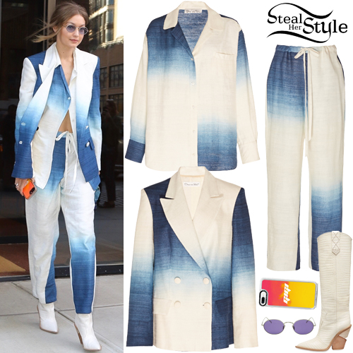 Gigi Hadid: Blue Tie-Dye Jacket and Pants | Steal Her Style