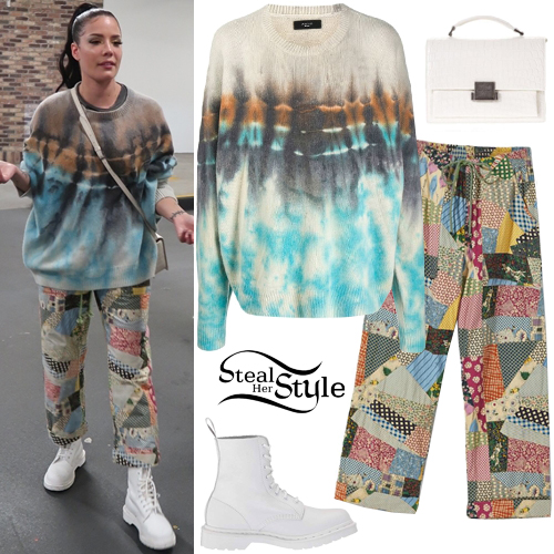 Halsey: Tie-Dye Sweater, Patchwork Pants