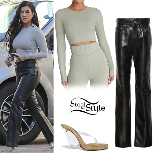 Kourtney Kardashian: Crop Long Sleeve, Leather Pants | Steal Her Style