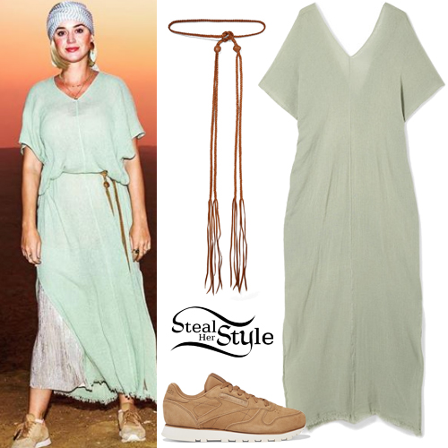 Katy Perry: Green Dress, Suede Sneakers | Steal Her Style