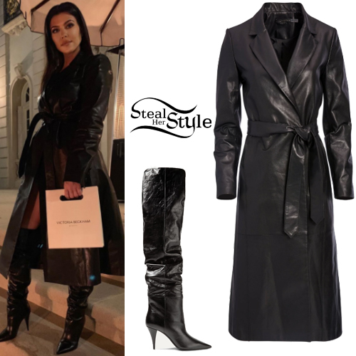 stream corruption smear Kourtney Kardashian: Black Leather Coat and Boots | Steal Her Style