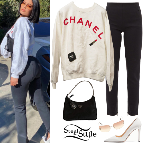 Kylie Jenner Totes White Vintage Chanel Backpack in Retro Sneakers