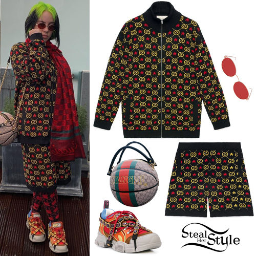 Billie Eilish: Black Printed Jacket and Shorts | Steal Her Style