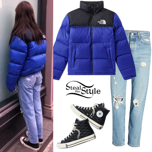 Emma Chamberlain: Blue Jacket, Straight Jeans | Steal Her Style