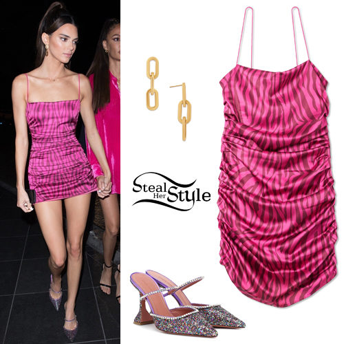 Kendall Jenner: Pink Mini Dress, Crystal Pumps