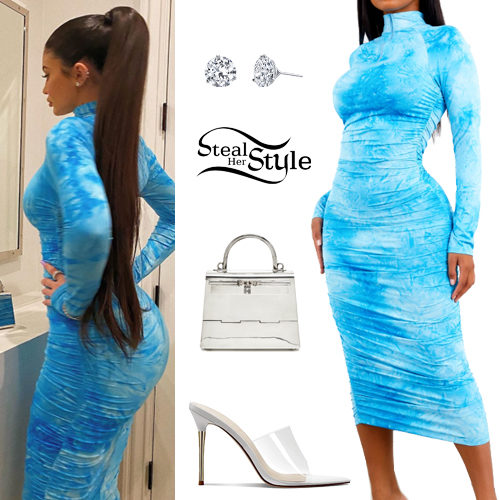 Kylie Jenner: Blue Tie-Dye Dress ...