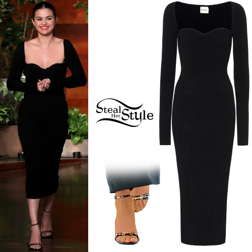 Selena Gomez Black V Neck Backless Diamond Prom Dress With Spaghetti Straps  And High Slit Floor Length From Youxi_dresses, $145.73 | DHgate.Com