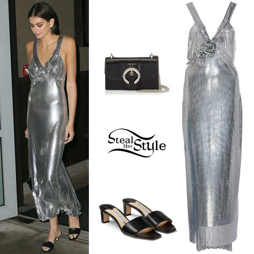 Kaia Gerber Wore a Silver Mesh Dress to Her Jimmy Choo Party