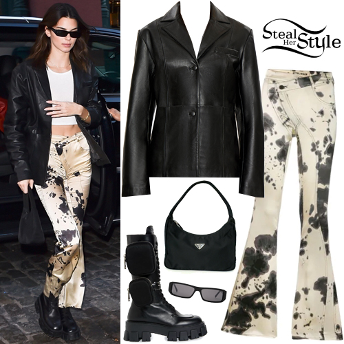 Kendall Jenner: Leather Jacket, Tie-Dye Pants | Steal Her Style