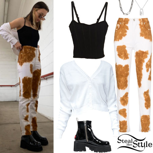 Emma Chamberlain Wearing Black Printed Crop Top And Platform Sneakers -  What Stars Own