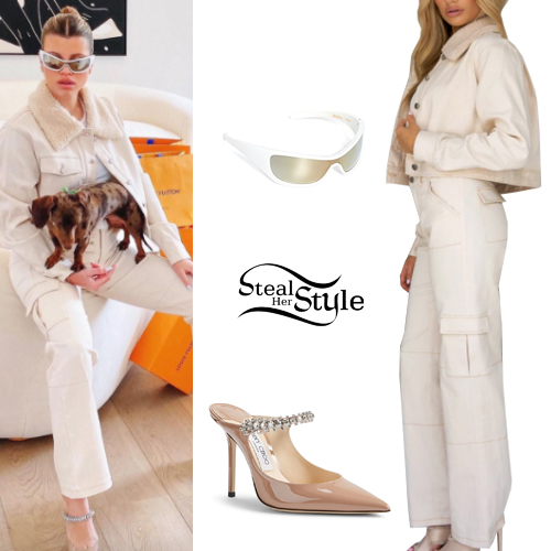 Sofia Richie: Beige Shearling-Detail Jacket and Pants | Steal Her Style