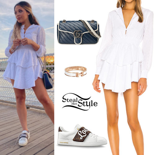 Gabi DeMartino: White Mini Dress and Sneakers