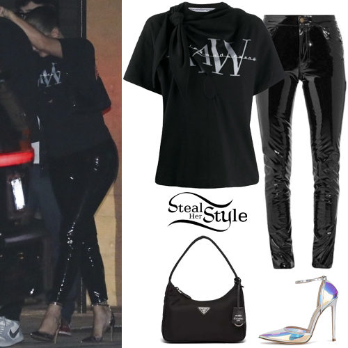 Kylie Jenner Wears an LV Du-Rag, Cavalli Snake Pants, and Black