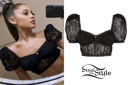 The Ellen Show: Ariana Grande's Black Lace Bra Crop Top, Shop Your TV