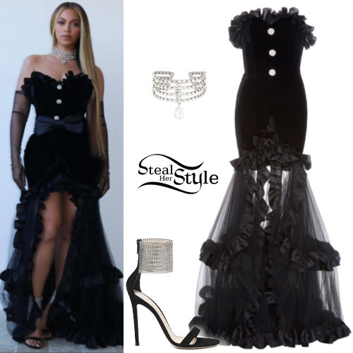 beyonce black lace dress