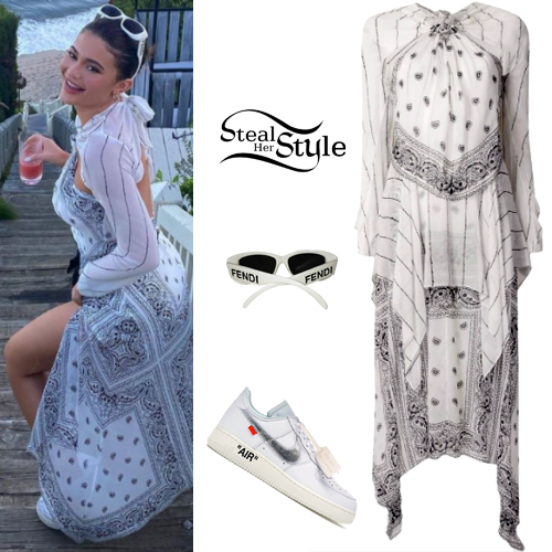 Kylie Jenner: Bandana Knot Dress, White Shoes | Steal Her Style