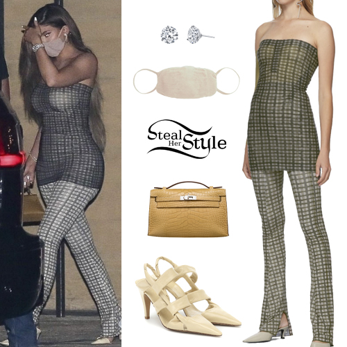 Kylie Jenner: Green Check Top and Pants