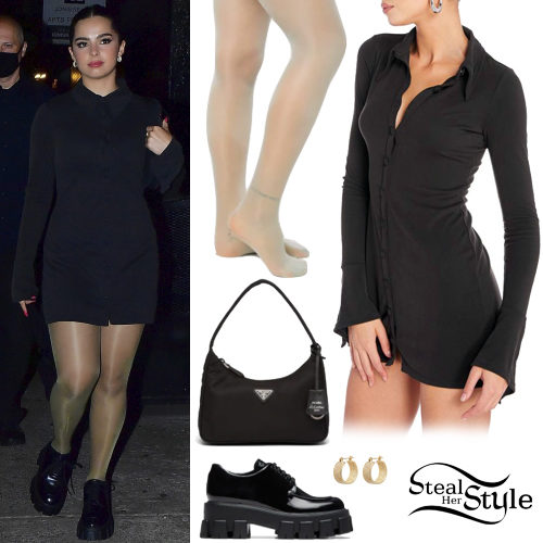Addison Rae Black Shirt Dress And Shoes Steal Her Style