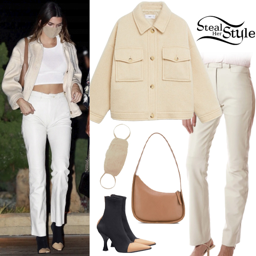 Kendall Jenner: Knitted Jacket, Leather Pants
