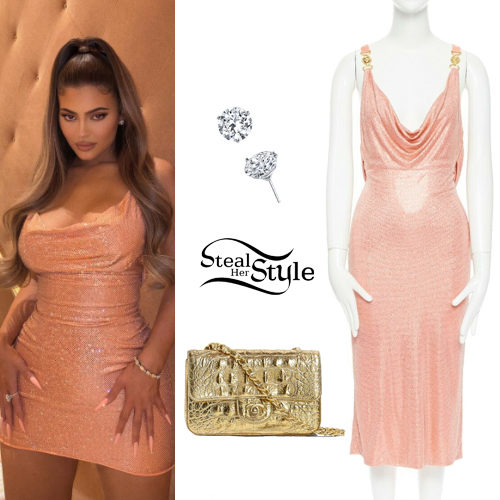 Kylie Jenner: Lurex Mini Dress, Diamond Earrings
