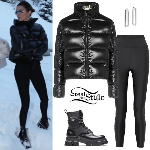 Kendall Jenner Black Leather Combat Boots Street Style 2021
