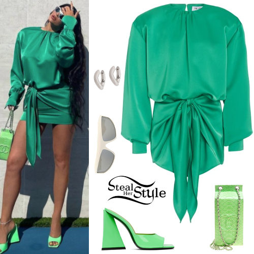 Kylie Jenner: Green Dress and Sandals