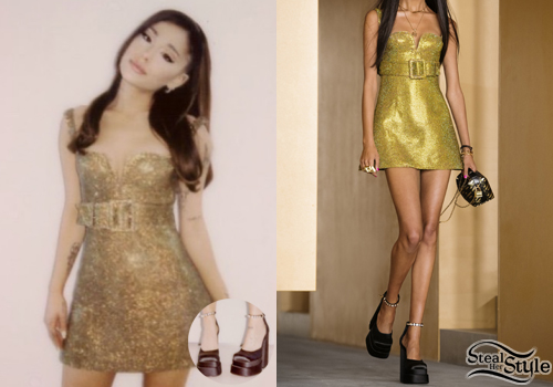 Ariana Grande: Gold Dress, Platform Pumps