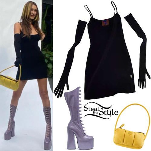Bella Hadid Is So '90s in Little Black Dress, Neon Bag & 6-Inch Heels –  Footwear News