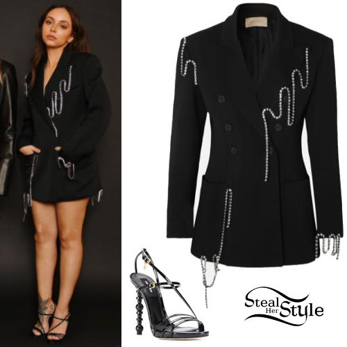 Jade Thirlwall Embellished Blazer Black Sandals Steal Her Style