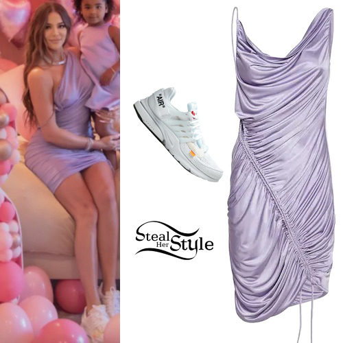 Kardashian: Lilac Dress, White Sneakers 