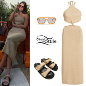 Kendall Jenner: Knit Dress, Beige Sandals
