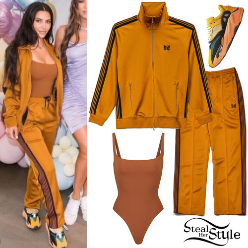 Kim Kardashian Neon Orange Jacket Street Style Calabasas 2020 on SASSY  DAILY