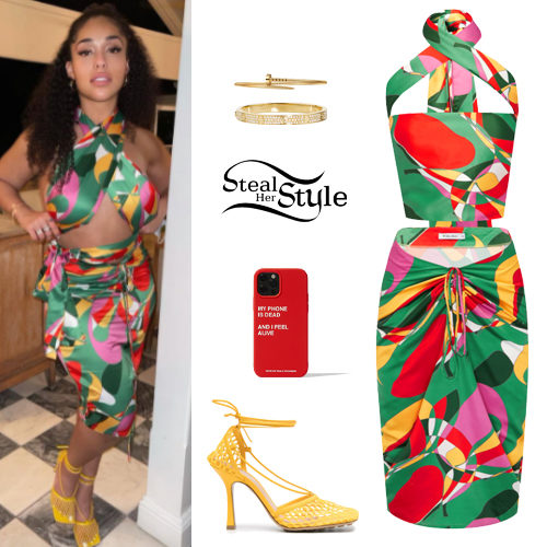 Jordyn Woods: Printed Top and Skirt | Steal Her Style