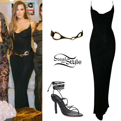 Khloe Kardashian: Black Dress, Strappy Sandals | Steal Her Style
