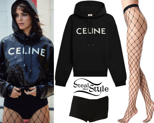 Kendall Jenner Poses in a Leather Corset Bodysuit and Fishnets for