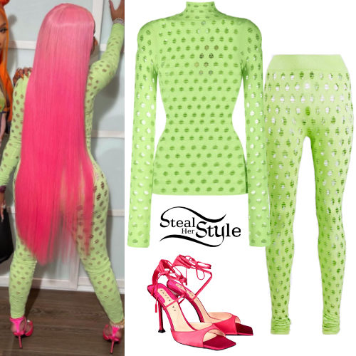 Nicki Minaj: Chainmail Top, Geo Print Pants
