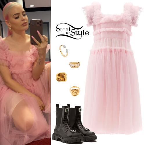 Anne-Marie: Pink Tulle Dress, Crystal Boots | Steal Her Style