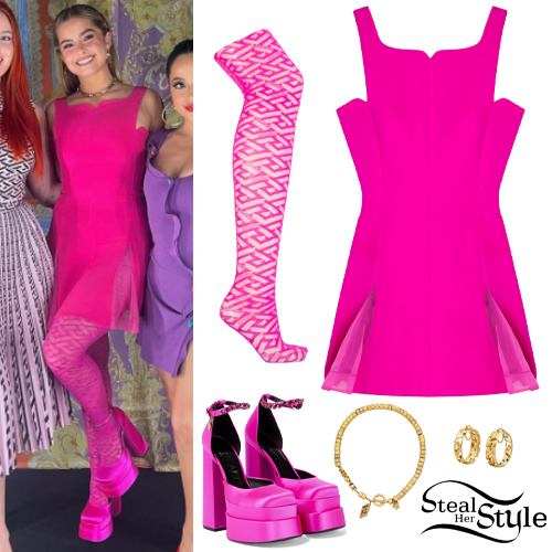 Addison Rae: Pink Dress, Platform Sandals
