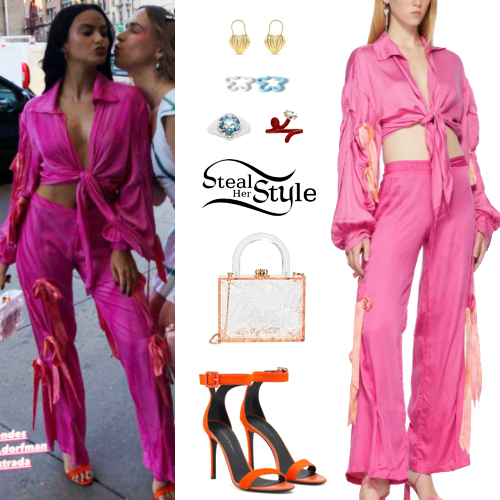 Camila Mendes: Pink Blouse And Pants | Steal Her Style