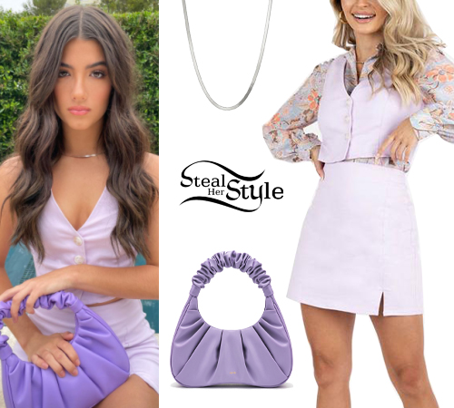 Charli D'Amelio: Lilac Vest and Skirt