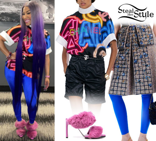 Nicki Minaj: Printed T-Shirt, Blue Leggings
