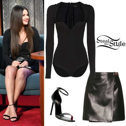 Selena Gomez wearing Versace Signature Studded Handbag Kendra