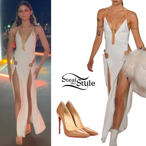 500px x 500px - Zendaya: White Dress, Nude Pumps | Steal Her Style