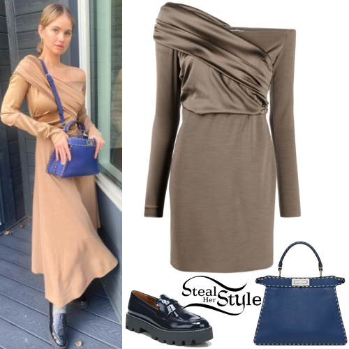 Debby Ryan OffShoulder Dress, Blue Bag Steal Her Style