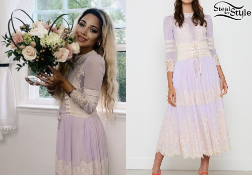 Gabi DeMartino: Lavender Lace Dress | Steal Her Style