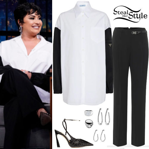 Demi Lovato: Colorblock Shirt, Black Pants