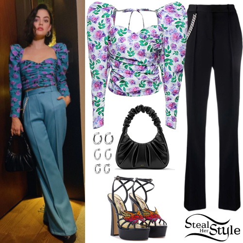 Lucy Hale: Floral Blouse, Flared Pants