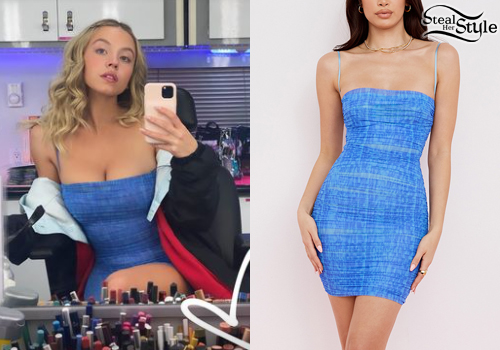 Sydney Sweeney: Blue Mini Dress | Steal ...