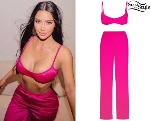 Kim Kardashian's Hot Pink Lingerie Featured a Two-in-One Midriff