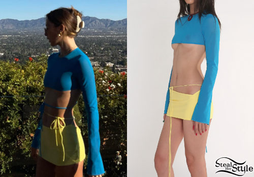 Emma Chamberlain: Blue Top, Yellow Skirt